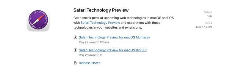 ƻƳ Safari Technology Preview for macOS Big Sur