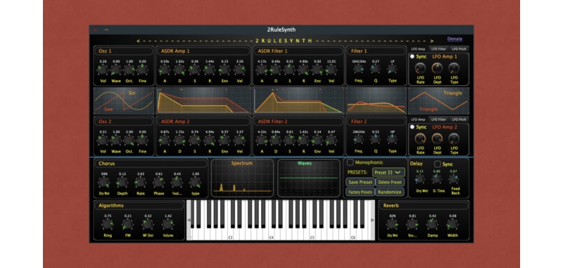 2RuleSynth, free Synthesizer plugin with a unique concept and character