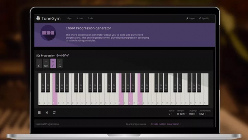 learn, play and create chord progressions from your browser