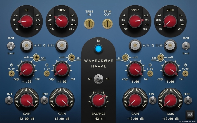 Wavegrove releases Haave, 4-Band EQ that lets you focus transients or tails