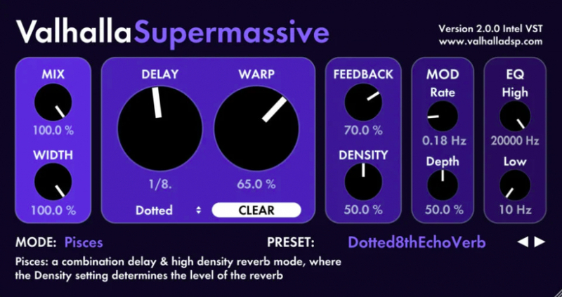 ValhallaSupermassive 2.0, update with two new reverb modes: Aquarius and Pisces