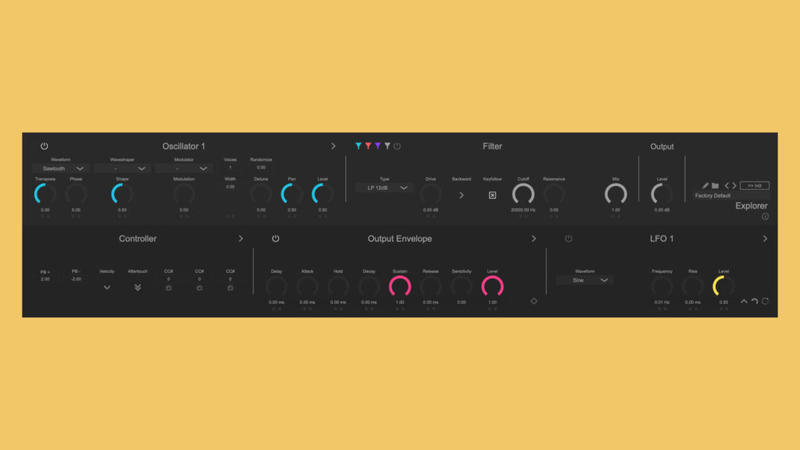 Fabric 70 Explorer, free 4-OSC poly Synthesizer plugin for macOS and Windows